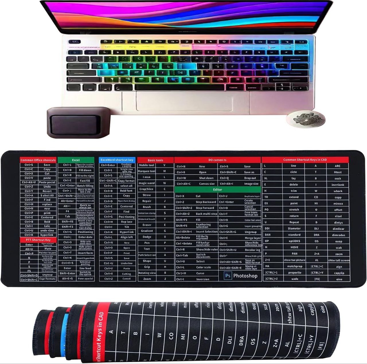 New Stylish mouse pad full size with keyboard shortcuts original ????