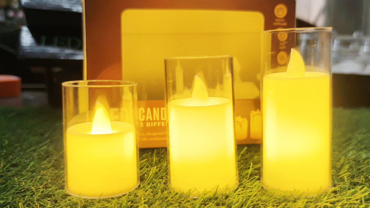 Premium Glass Candle smokeless ( Set of 3 )